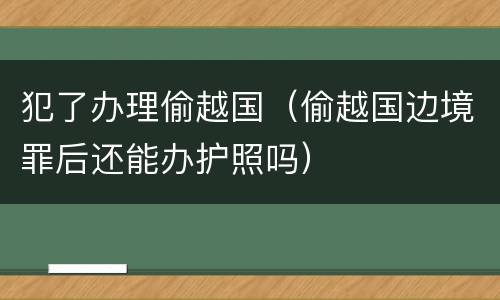 犯了办理偷越国（偷越国边境罪后还能办护照吗）