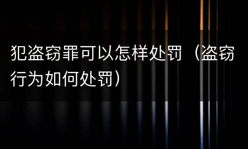 犯盗窃罪可以怎样处罚（盗窃行为如何处罚）