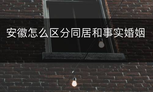 安徽怎么区分同居和事实婚姻