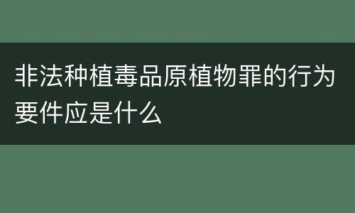 非法种植毒品原植物罪的行为要件应是什么