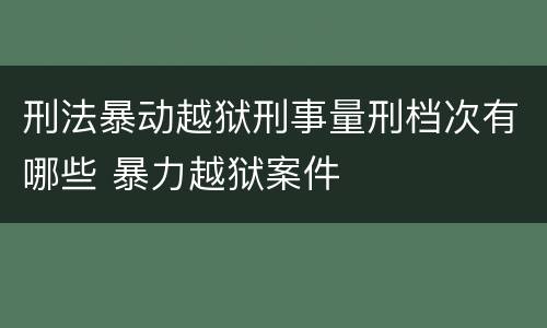 刑法暴动越狱刑事量刑档次有哪些 暴力越狱案件