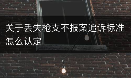 关于丢失枪支不报案追诉标准怎么认定