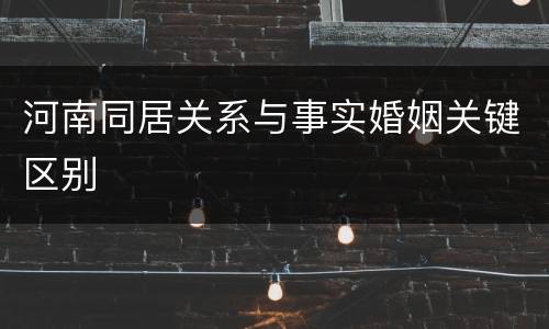 河南同居关系与事实婚姻关键区别