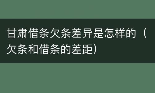 甘肃借条欠条差异是怎样的（欠条和借条的差距）