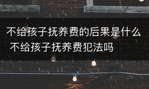 不给孩子抚养费的后果是什么 不给孩子抚养费犯法吗