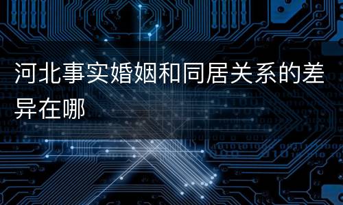 河北事实婚姻和同居关系的差异在哪