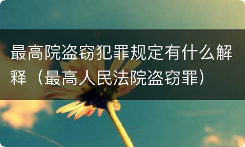 最高院盗窃犯罪规定有什么解释（最高人民法院盗窃罪）