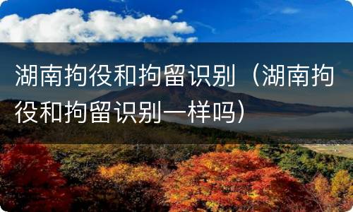 湖南拘役和拘留识别（湖南拘役和拘留识别一样吗）