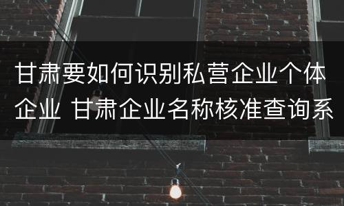 甘肃要如何识别私营企业个体企业 甘肃企业名称核准查询系统