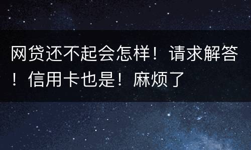 网贷还不起会怎样！请求解答！信用卡也是！麻烦了