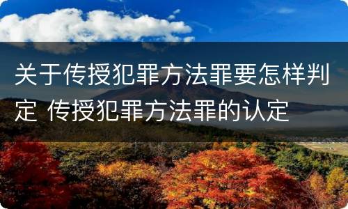 关于传授犯罪方法罪要怎样判定 传授犯罪方法罪的认定