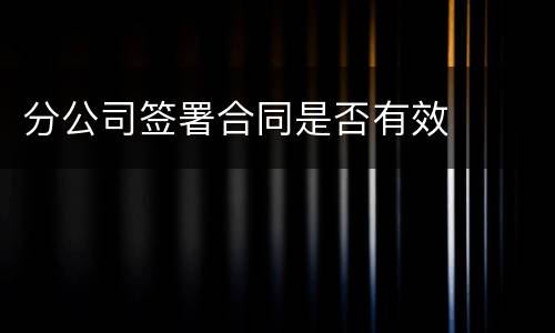 分公司签署合同是否有效