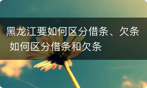 黑龙江要如何区分借条、欠条 如何区分借条和欠条