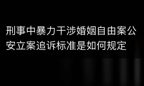 刑事中暴力干涉婚姻自由案公安立案追诉标准是如何规定