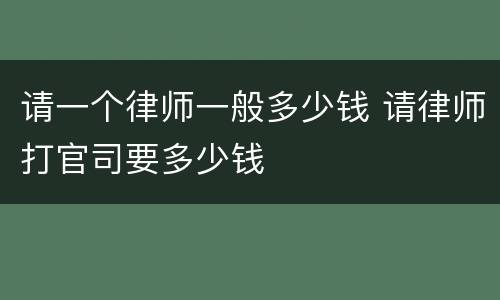 请一个律师一般多少钱 请律师打官司要多少钱