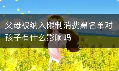 父母被纳入限制消费黑名单对孩子有什么影响吗