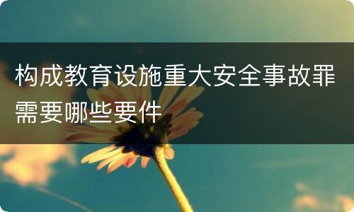 构成教育设施重大安全事故罪需要哪些要件