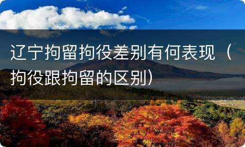 辽宁拘留拘役差别有何表现（拘役跟拘留的区别）