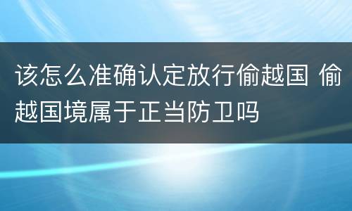该怎么准确认定放行偷越国 偷越国境属于正当防卫吗