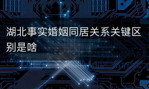 湖北事实婚姻同居关系关键区别是啥
