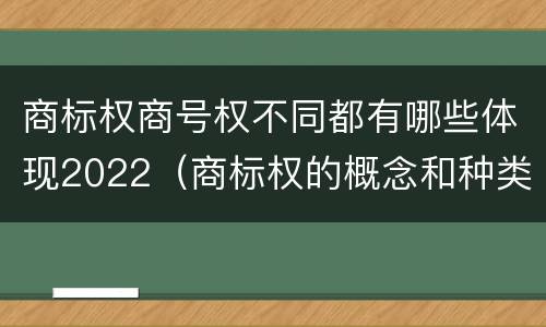 商标权商号权不同都有哪些体现2022（商标权的概念和种类）
