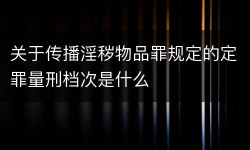 关于传播淫秽物品罪规定的定罪量刑档次是什么