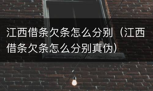 江西借条欠条怎么分别（江西借条欠条怎么分别真伪）