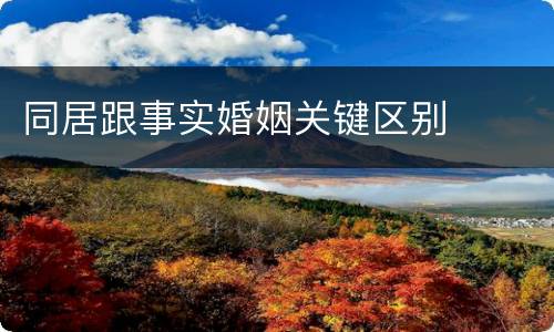 同居跟事实婚姻关键区别