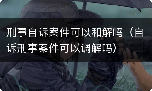 刑事自诉案件可以和解吗（自诉刑事案件可以调解吗）