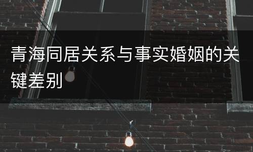 青海同居关系与事实婚姻的关键差别