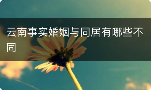 云南事实婚姻与同居有哪些不同