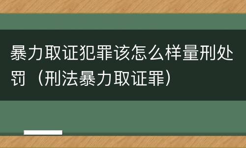 暴力取证犯罪该怎么样量刑处罚（刑法暴力取证罪）