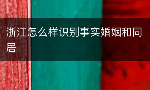 浙江怎么样识别事实婚姻和同居