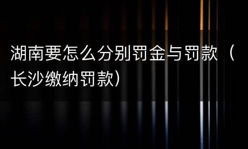 湖南要怎么分别罚金与罚款（长沙缴纳罚款）