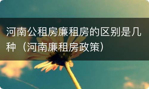 河南公租房廉租房的区别是几种（河南廉租房政策）