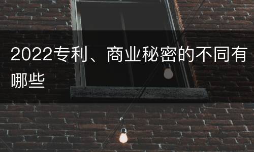 2022专利、商业秘密的不同有哪些