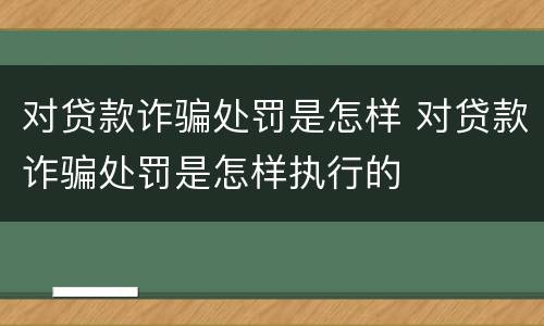 对贷款诈骗处罚是怎样 对贷款诈骗处罚是怎样执行的