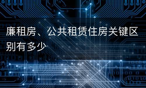廉租房、公共租赁住房关键区别有多少
