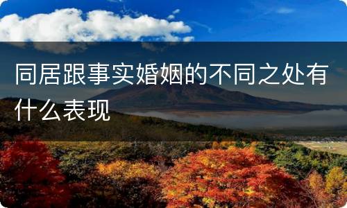 同居跟事实婚姻的不同之处有什么表现