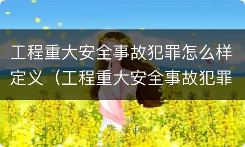 工程重大安全事故犯罪怎么样定义（工程重大安全事故犯罪怎么样定义罪名）