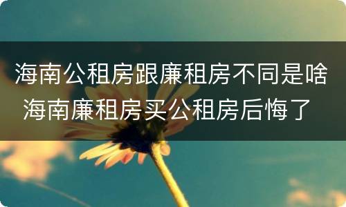 海南公租房跟廉租房不同是啥 海南廉租房买公租房后悔了