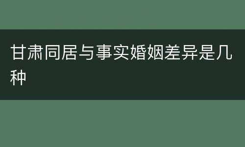 甘肃同居与事实婚姻差异是几种