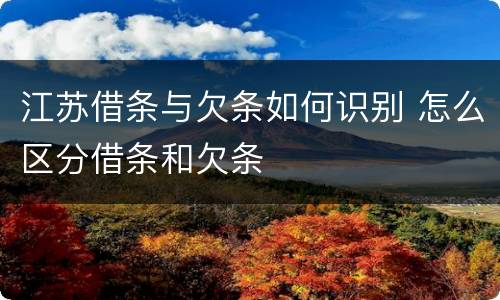 江苏借条与欠条如何识别 怎么区分借条和欠条