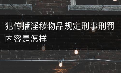 犯传播淫秽物品规定刑事刑罚内容是怎样