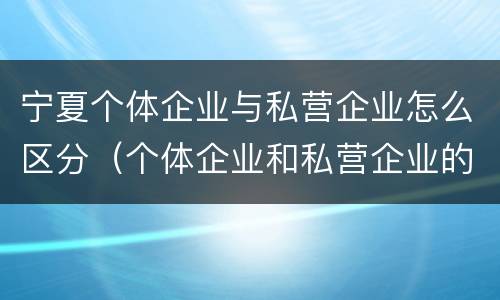 宁夏个体企业与私营企业怎么区分（个体企业和私营企业的区别）