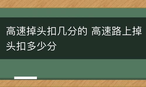 高速掉头扣几分的 高速路上掉头扣多少分