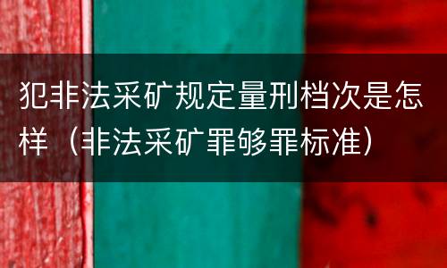 犯非法采矿规定量刑档次是怎样（非法采矿罪够罪标准）