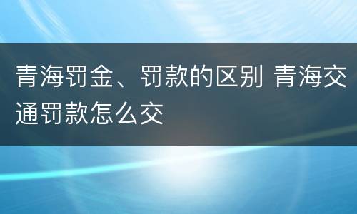 青海罚金、罚款的区别 青海交通罚款怎么交