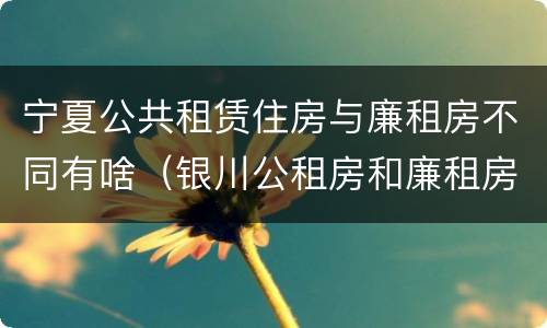 宁夏公共租赁住房与廉租房不同有啥（银川公租房和廉租房的区别）