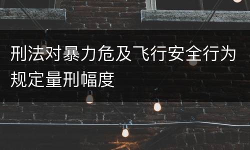 刑法对暴力危及飞行安全行为规定量刑幅度